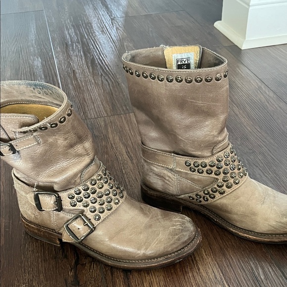 Frye Studded Ankle Boots in Tan - Picture 2 of 4